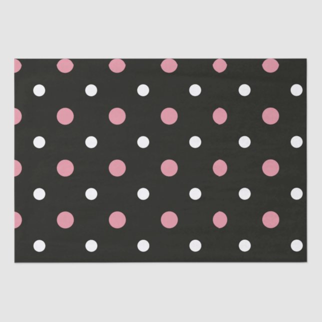 Pink-weiße und schwarze Polka-Punkte Seidenpapier (Vorderseite)