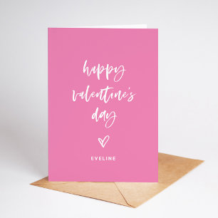 Pink Weißes Lässiges Drehbuch und Herzvalentine Feiertagskarte