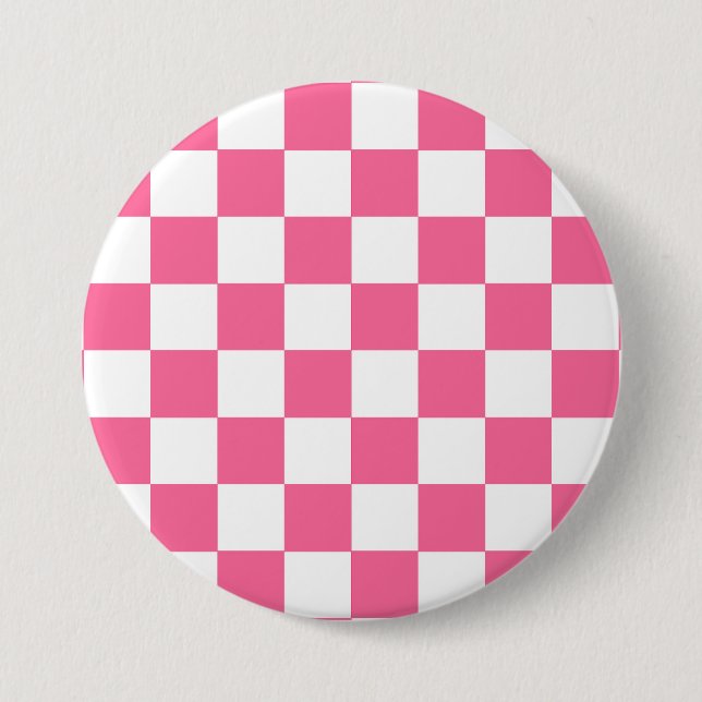 Pink-weißes Muster eines karierten Karos Button (Vorderseite)