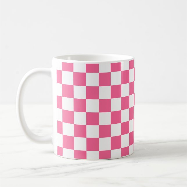 Pink-weißes Muster eines karierten Karos Kaffeetasse (Links)