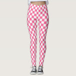 Pink-weißes Muster eines karierten Karos Leggings<br><div class="desc">Muster für rosa und weiße Karo Gestaltete geometrische Quadrate</div>