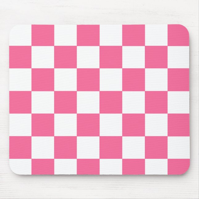 Pink-weißes Muster eines karierten Karos Mousepad (Vorne)