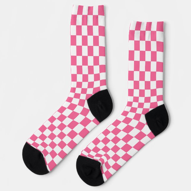 Pink-weißes Muster eines karierten Karos Socken (Linkes Detail)