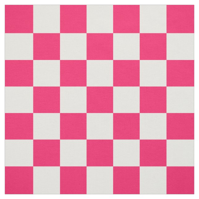 Pink Weißes Schachbrett Muster Textil Stoff (Muster)