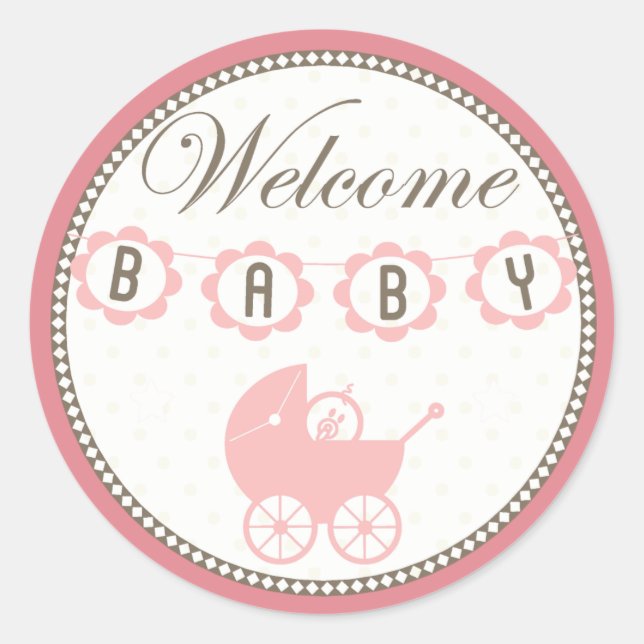 Pink Welcome Baby Stickers (Vorderseite)