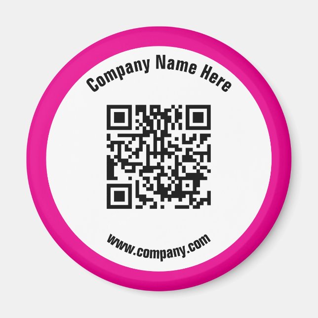 Pink Werbefachname QR-Code Magnet (Vorne)