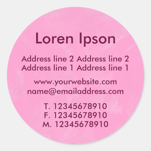 Pink-Werbung / Profil Runder Aufkleber (Vorderseite)