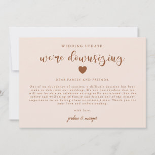 Pink We're Downsizing Hochzeitsupdate Ankündigung