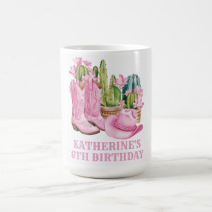 Pink West Cowgirl Cactus Watercolor Birthday Kaffeetasse