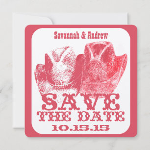 Pink Western Cowboy Cowgirl Hochzeit Retten Sie da Save The Date