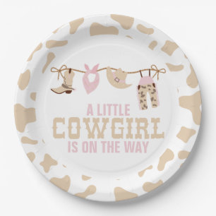 Pink Western Cowgirl Babydusche Papier Teller