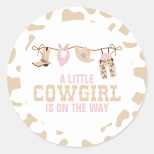 Pink Western Cowgirl Babydusche Papier Teller Runder Aufkleber