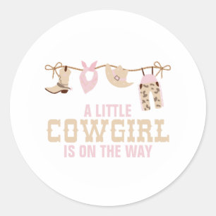 Pink Western Cowgirl Babydusche Papier Teller Runder Aufkleber