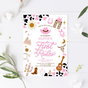 Pink Western First Rodeo Einladung