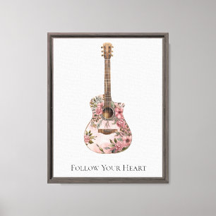 Pink Western Floral Guitar Leinwanddruck