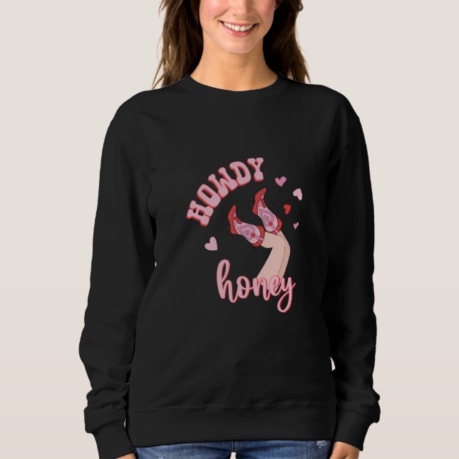 Pink Western Valentine's Day Cowgirl Howdy Partner Sweatshirt (Vorderseite)