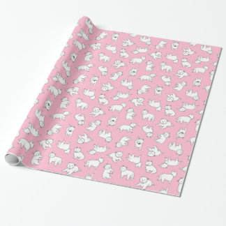 Pink Westie Wrapping Paper Geschenkpapier