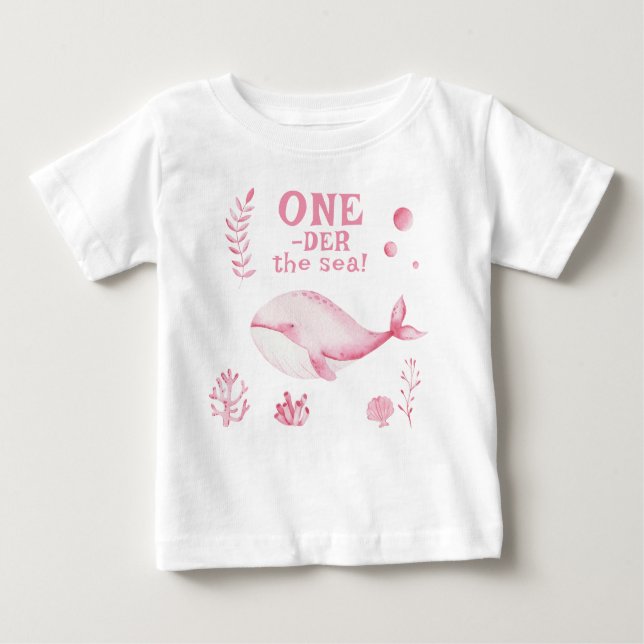 Pink Whale Oneder The Sea 1st Birthday  Baby T-shirt (Vorderseite)