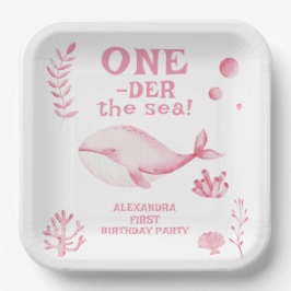 Pink Whale Oneder The Sea 1st Birthday  Pappteller