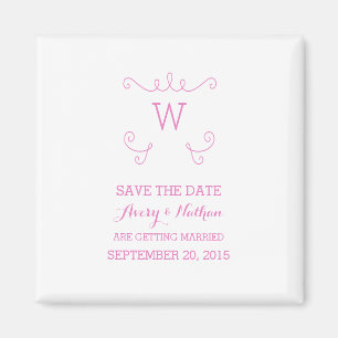 Pink Whimsical Blüh Save the Date Magnet