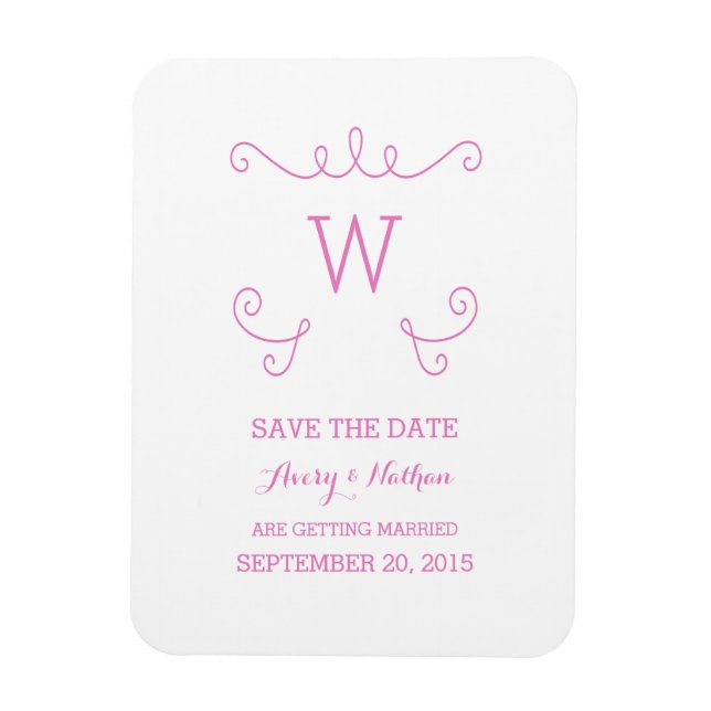 Pink Whimsical Blüh Save the Date Magnet (Vertikal)