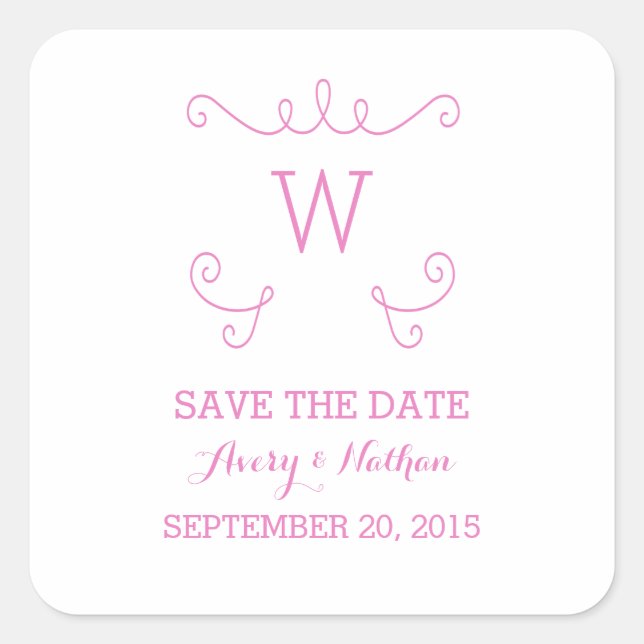 Pink Whimsical Blühe Save the Date Aufkleber (Vorderseite)
