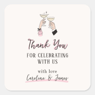 Pink Whimsical Champagner Toast Danke Sticker
