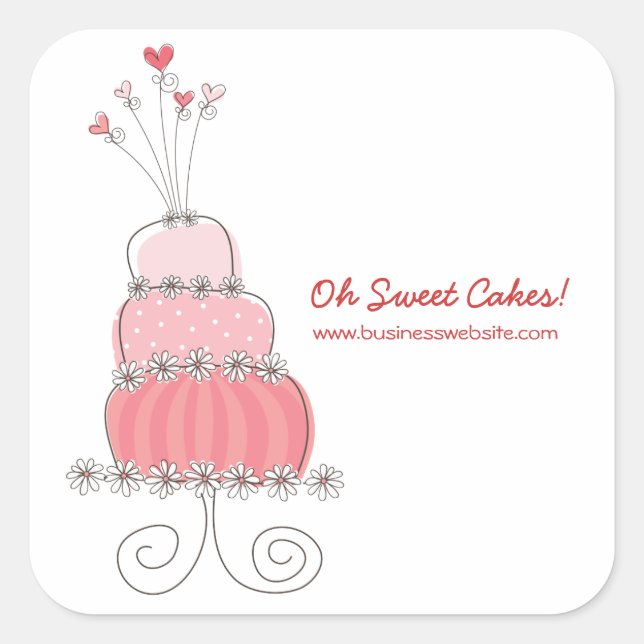 Pink Whimsical Chic Wedding Cake Sticker (Vorderseite)