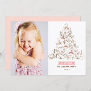 Pink Whimsical Christmas Tree Foto Feiertagskarte