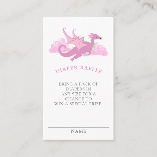 Pink Whimsical Dragon Babydusche Windelwanne Winde Begleitkarte (Vorderseite)