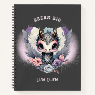 Pink Whimsical "Dream Big" Kleiner Drache Notizbuch