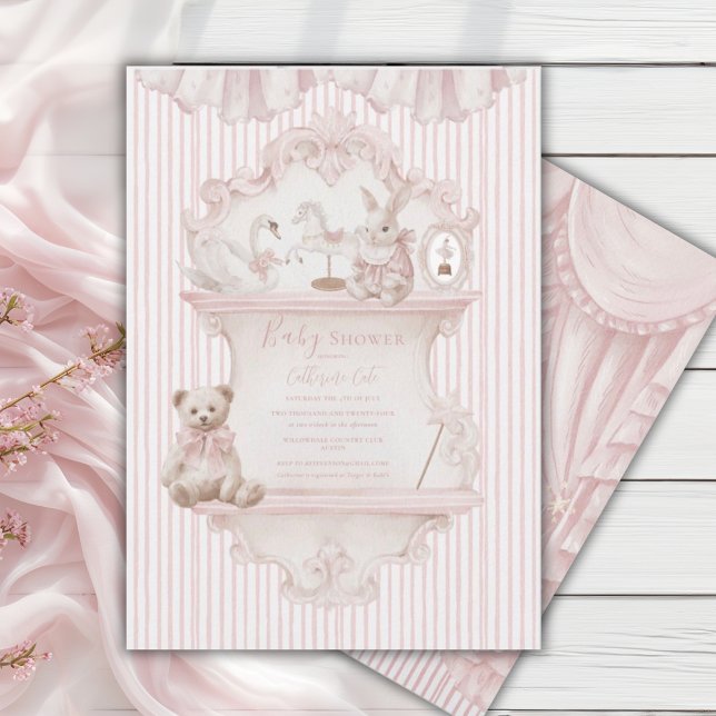 Pink Whimsical Elegant Baby Shower  Einladung (Von Creator hochgeladen)