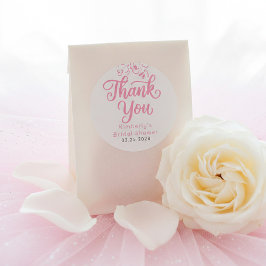 Pink Whimsical Garden Bridal Shower Thank You  Runder Aufkleber