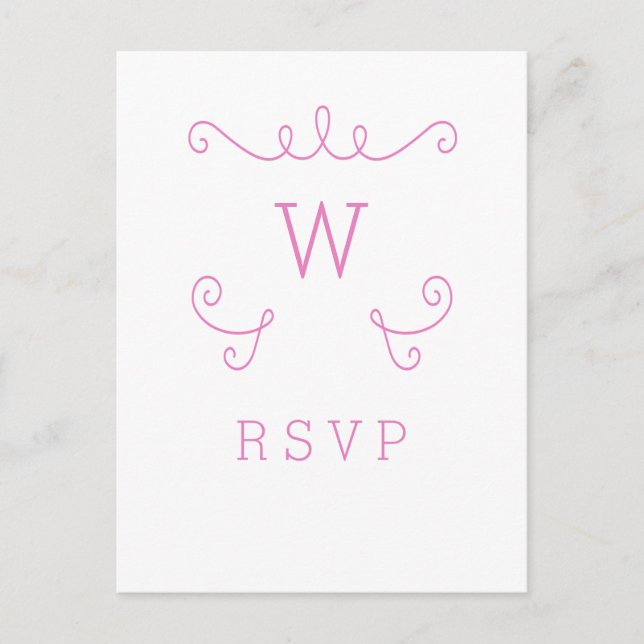 Pink Whimsical Geblüht Monogramm UAWG Postkarte (Vorderseite)