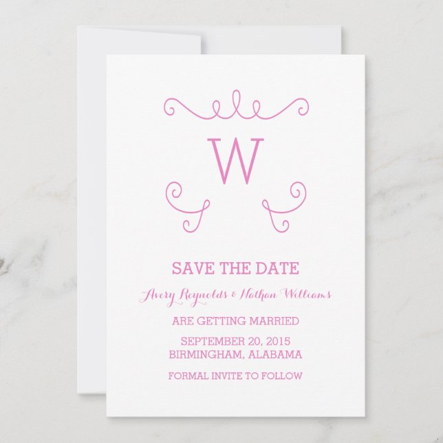 Pink Whimsical Geblüht Save the Date laden Einladung (Vorderseite)