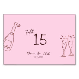 Pink Whimsical Hand Written Scribble Wedding Tischnummer