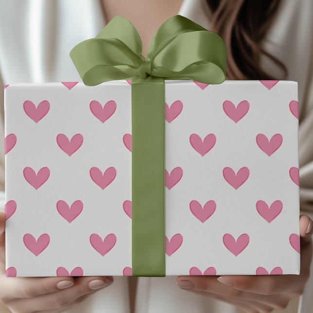 Pink Whimsical Hearts Geschenkpapier (Von Creator hochgeladen)