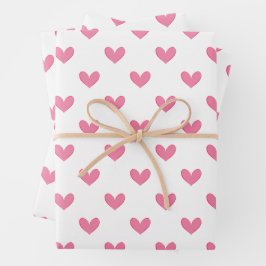 Pink Whimsical Hearts Geschenkpapier Set