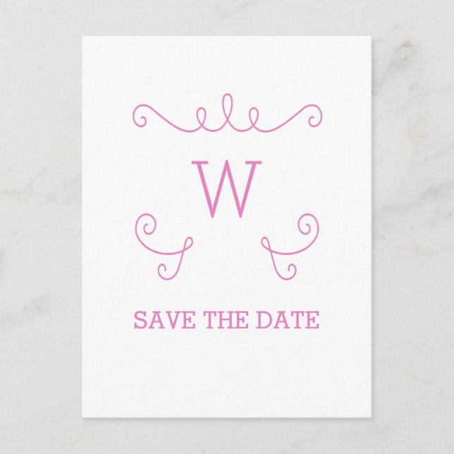 Pink Whimsical Save the Date Geblüht Postkarte (Vorderseite)