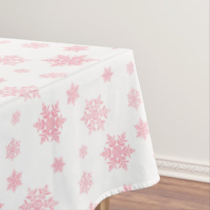 Pink Whimsical Snowflake Muster Ästhetik Tischdecke