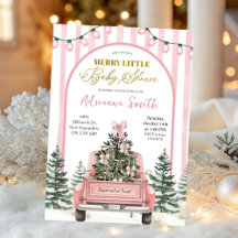 Pink Whimsical Stripes Merry Little Baby Shower