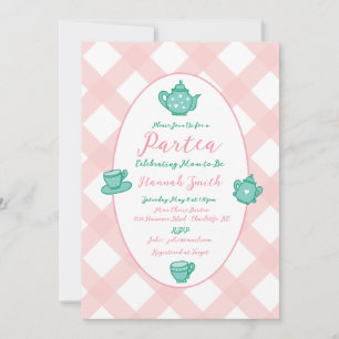 Pink Whimsical Tee Party Babydusche Einladung