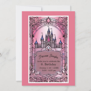 Pink whimsicess märchenhafte Burg Geburtstag Einladung