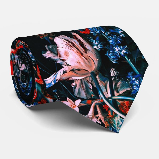 PINK WHIRLLE TULIPS FARBHAFTE BLUME IN SCHWARZEN,  KRAWATTE (Gerollt)