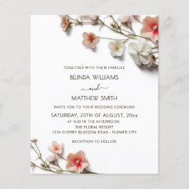 Pink White 3D Wildflowers BUDGET Wedding Flyer