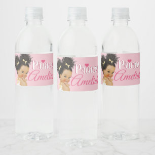 Pink White Afro Princess Ballerina Baby Girl Wasserflaschenetikett