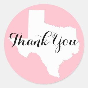 Pink White and Black Texas Wedding Vielen Dank Runder Aufkleber