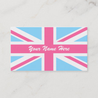 Pink White and Blue Union Jack UK Flag Visitenkarte