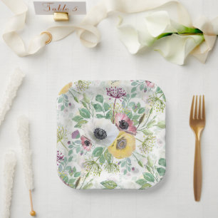 Pink, White and Yellow Anemones. Pappteller