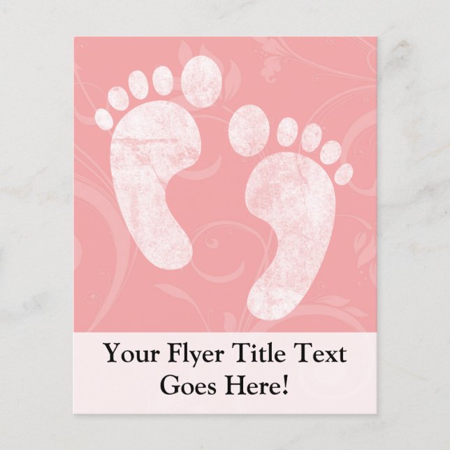 Pink/White Baby Footprints Flyer (Vorne)